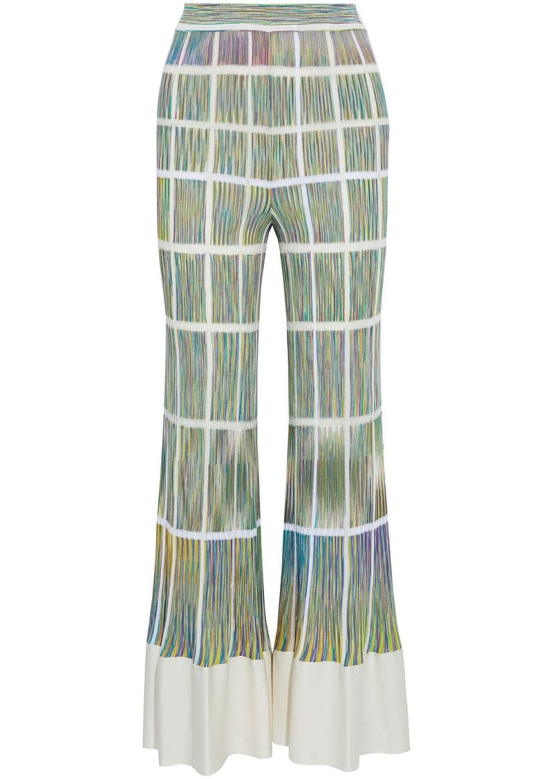 Missoni - Metallic-trimmed ribbed-knit cotton-blend flared pants - Green - IT 36