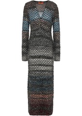 Missoni Woman Sequin-embellished Crochet-knit Silk-blend Midi Dress Light Blue