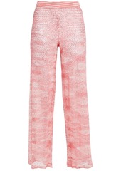 Missoni Woman Sequin-embellished Knitted Wide-leg Pants Pink