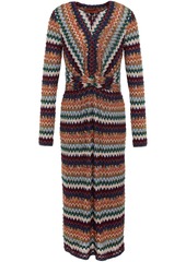 Missoni - Twist-front metallic crochet-knit midi dress - Burgundy - IT 38