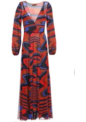 Missoni Woman Wrap-effect Jacquard-knit Maxi Dress Claret