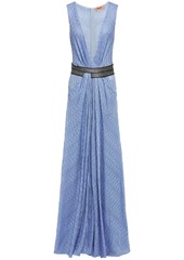 Missoni Woman Wrap-effect Metallic Crochet-knit Maxi Dress Light Blue