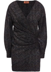 Missoni - Wrap-effect metallic crochet-knit mini dress - Black - IT 42