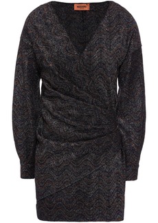 Missoni Woman Wrap-effect Metallic Crochet-knit Mini Dress Black