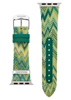 Missoni Zigzag 22mm Textile Apple Watch® Watchband in Multi Green at Nordstrom Rack