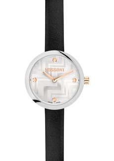 Missoni Petite 25MM Stainless Steel & Leather Strap Watch