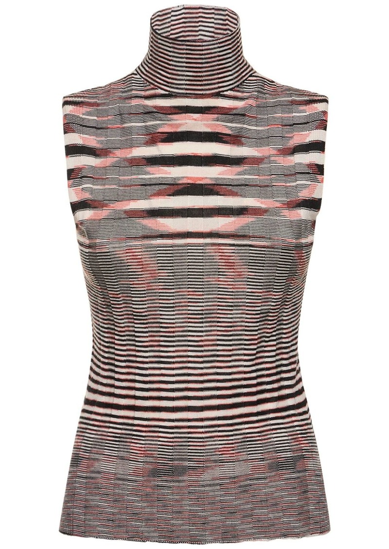 Missoni Rib Knit Cashmere & Silk Turtleneck Top