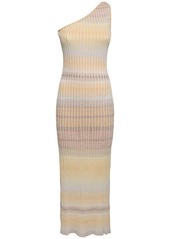 Missoni Rib Knit Lurex One Shoulder Long Dress