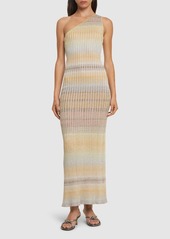 Missoni Rib Knit Lurex One Shoulder Long Dress