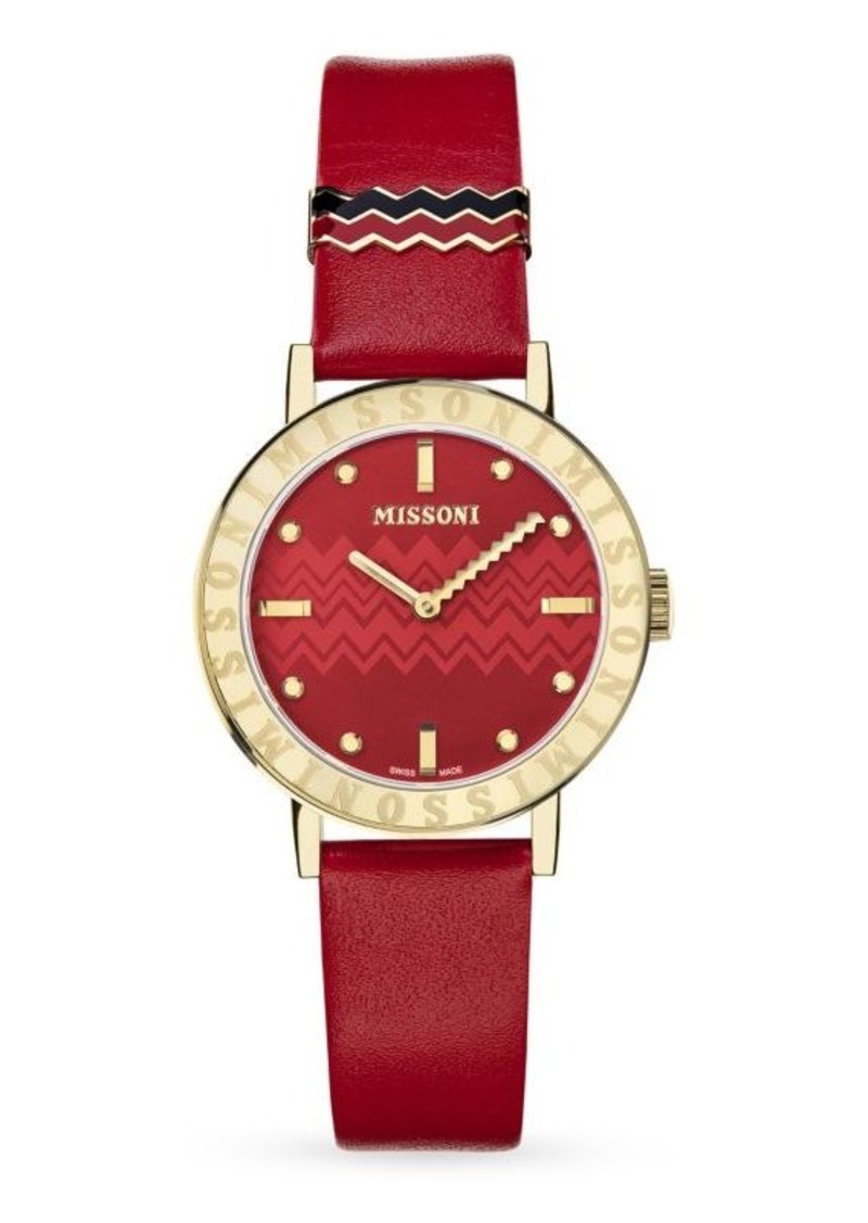 Missoni Saint Valentine Edition 34.5MM Stainless Steel & Leather Strap Watch