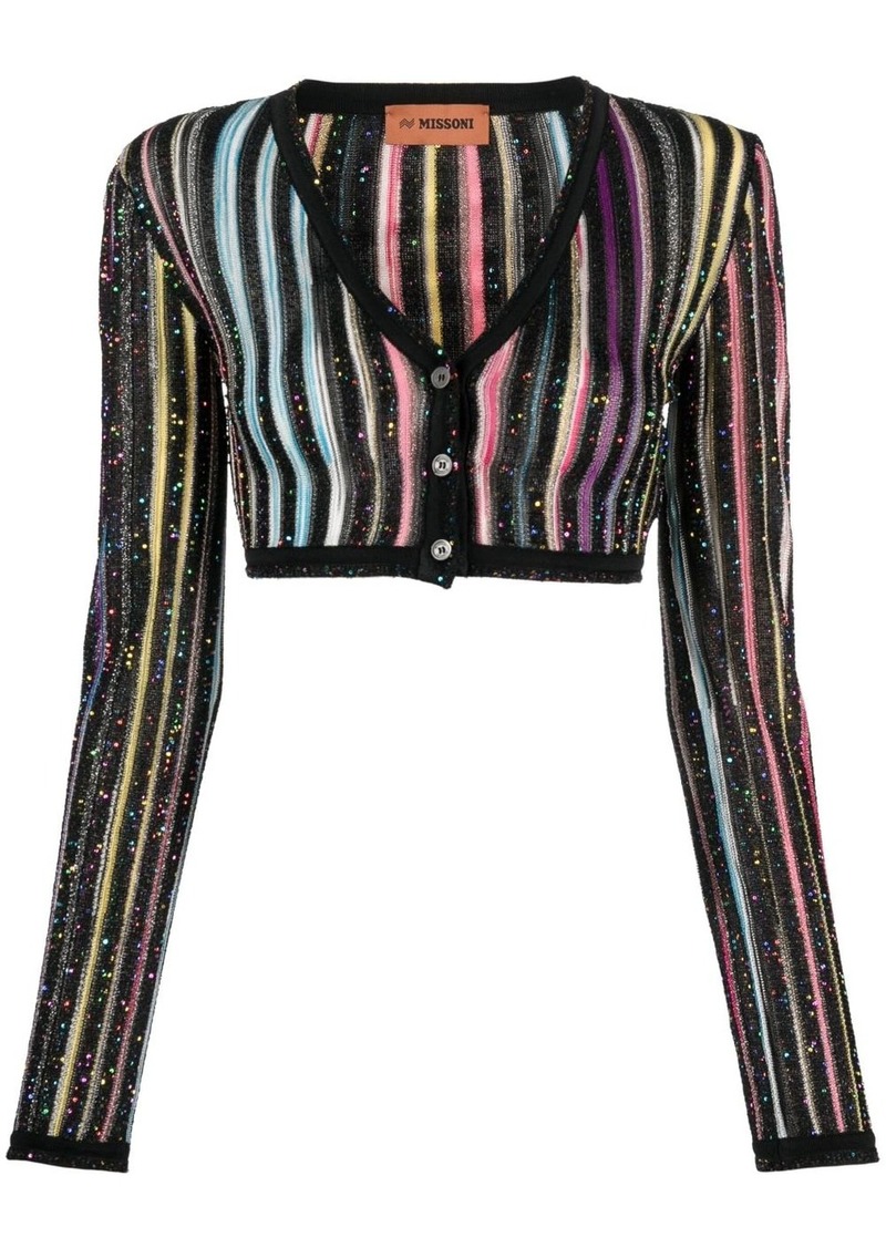 Missoni sequin-embellished striped cropped cardigan