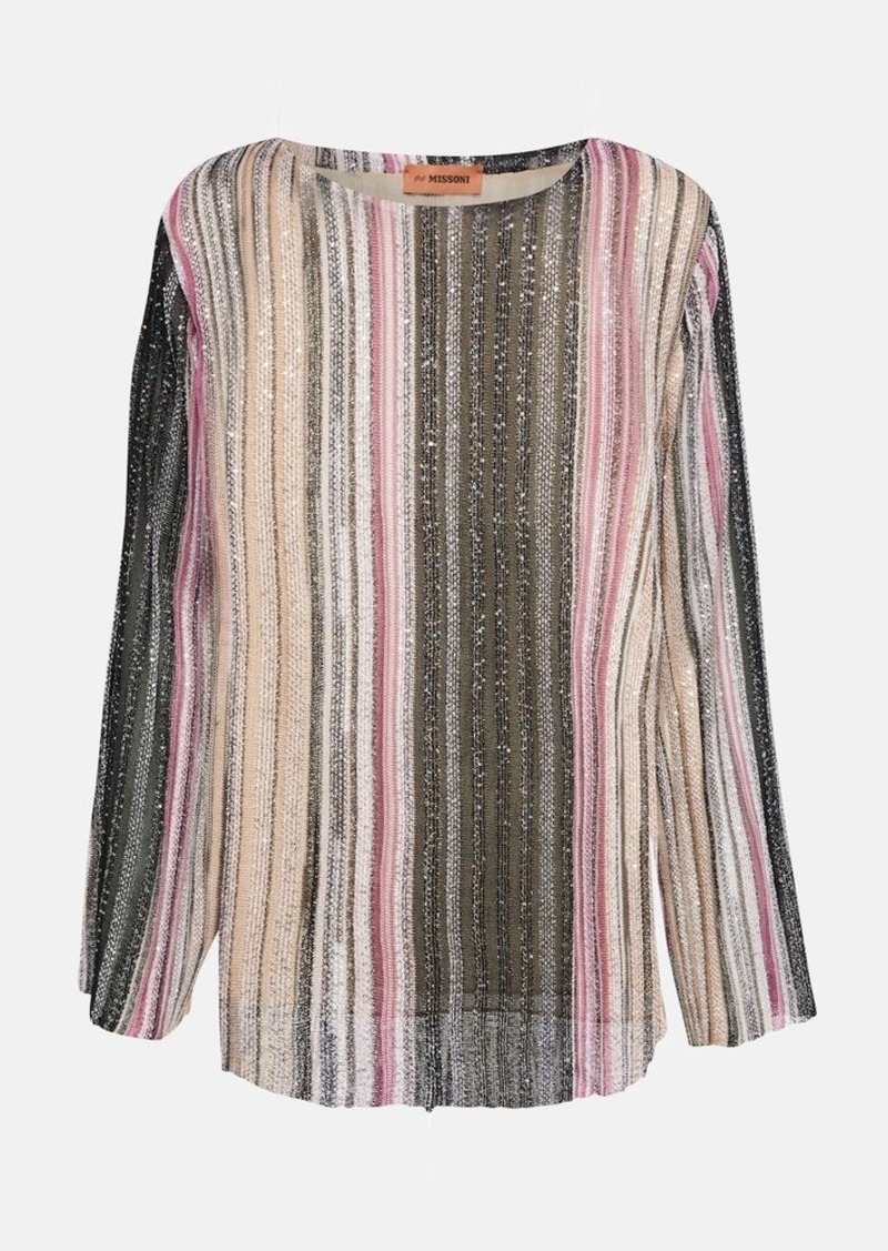 Missoni Sequined striped knit top