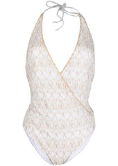 Missoni signature-embroidered wrap one-piece