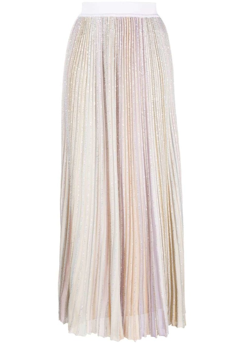Missoni stripe-pattern plissé midi skirt