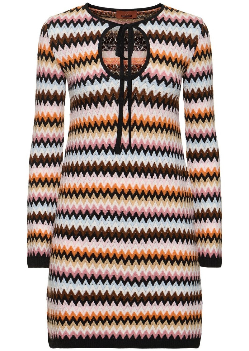 Missoni Striped Wool Knit Long Sleeve Mini Dress