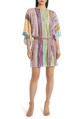 Women's Missoni Mare Metallic Stripe Belted Cover-Up Tunic Dress