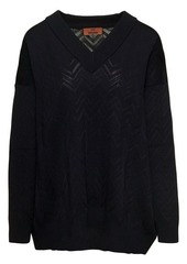 Missoni WOOL VISCOSE SOLID COLORED CHEVRON V NECK PULL