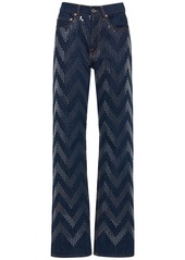 Missoni Zig Zag Sequined Denim Straight Jeans