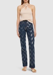 Missoni Zig Zag Sequined Denim Straight Jeans