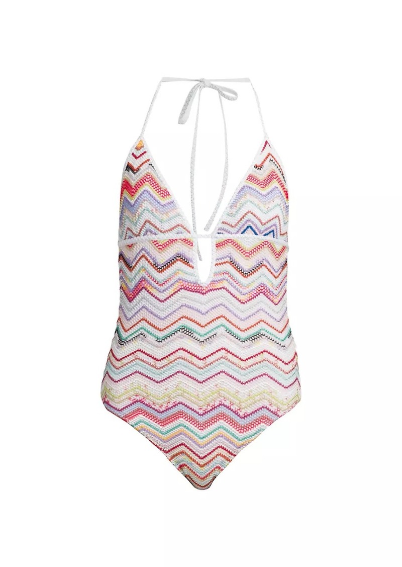 Missoni Zigzag Halterneck One-Piece Swimsuit