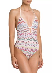 Missoni Zigzag Halterneck One-Piece Swimsuit