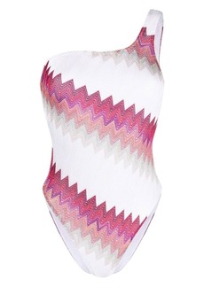 Missoni zigzag motif one-shoulder swimsuit