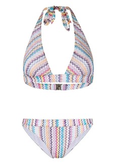 Missoni zigzag-pattern halterneck bikini