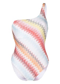 Missoni zigzag-patterned one-shoulder swimsuit