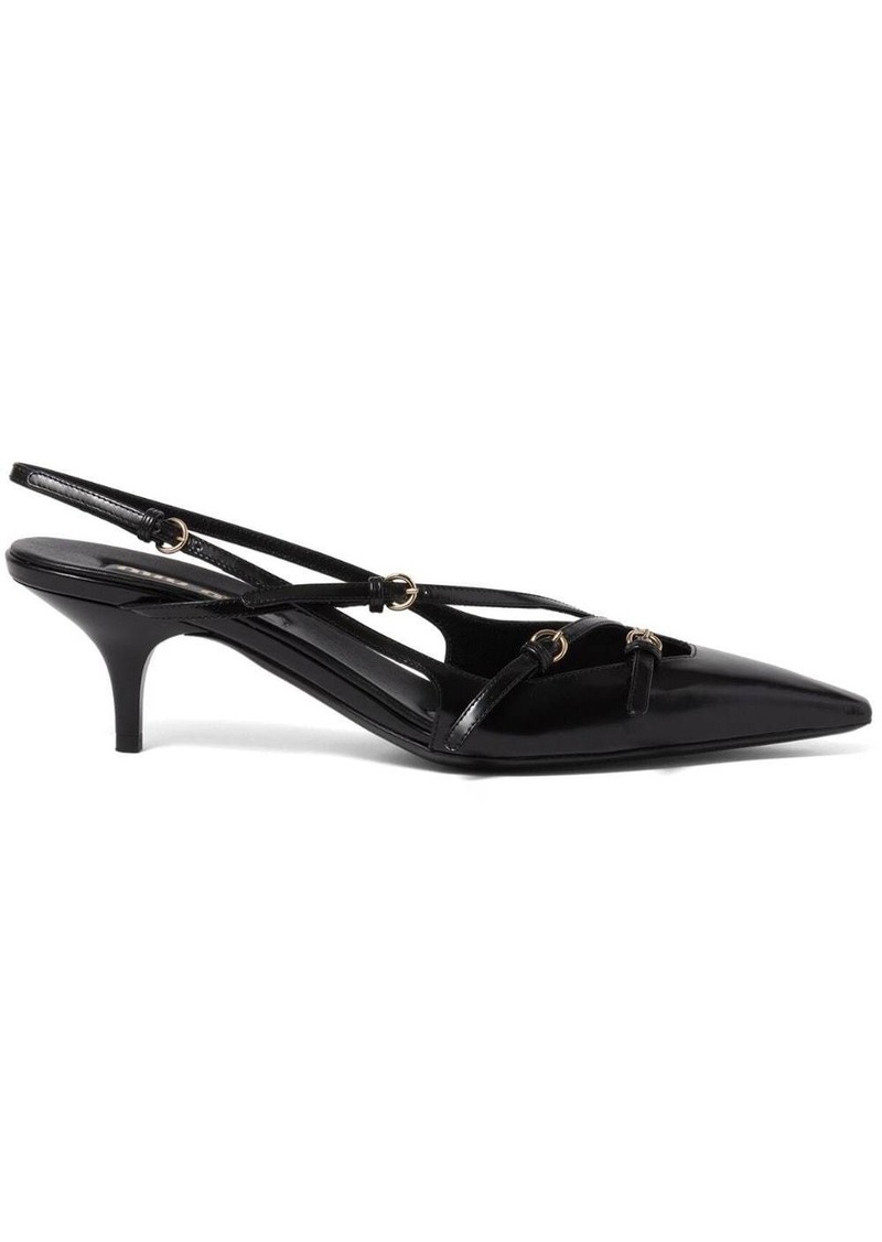 Miu Miu 55mm buckle-embellished slingblack pumps