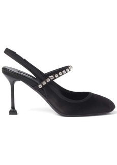 Miu Miu 85mm crystal-embellished satin pumps