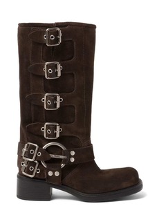 Miu Miu buckle-detail block-heel boots