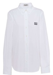 Miu Miu button-down embroidered-logo poplin shirt