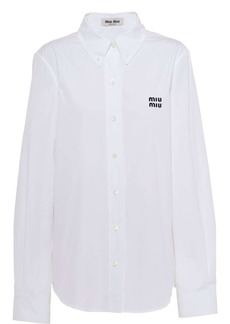 Miu Miu button-down embroidered-logo poplin shirt