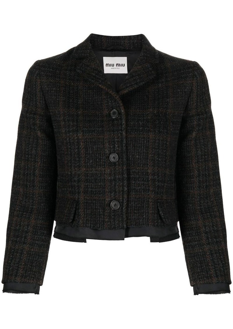 Miu Miu check-pattern virgin wool jacket