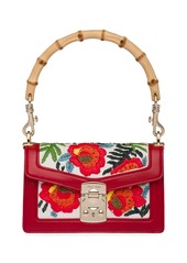 Miu Miu Confidential Floral-Embroidered Leather & Bamboo Shoulder Bag
