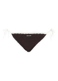Miu Miu crochet-knit embroidered-logo bikini bottoms