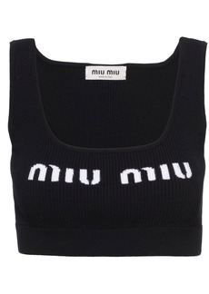 Miu Miu cropped logo-knit tank top