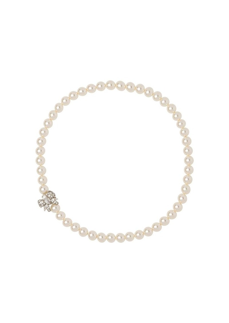crystal bow pearl necklace
