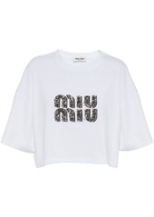 Miu Miu crystal-embellished cotton T-Shirt
