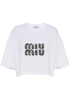 Miu Miu crystal-embellished cotton T-Shirt