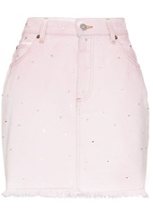 Miu Miu crystal-embellished denim mini skirt