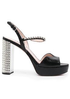 Miu Miu crystal-embellished embossed sandals