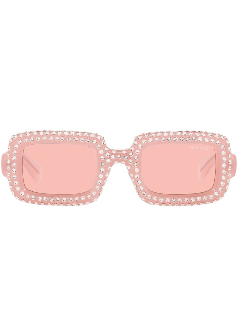 Miu Miu crystal-embellished rectangle-frame sunglasses