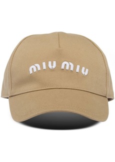 Miu Miu drill embroidered-logo baseball cap