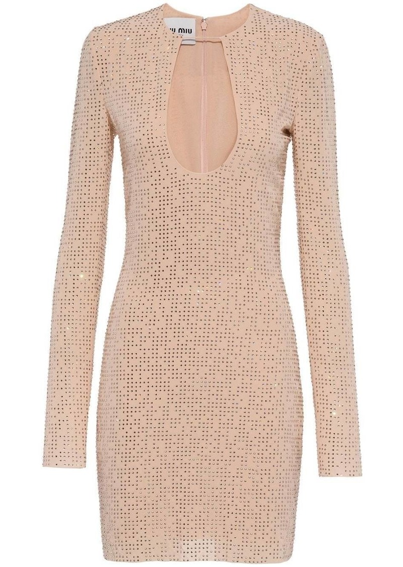 Miu Miu embroidered georgette mini dress