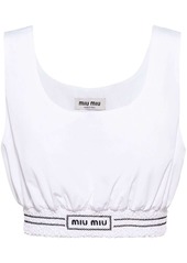 Miu Miu logo-embroidered crop top