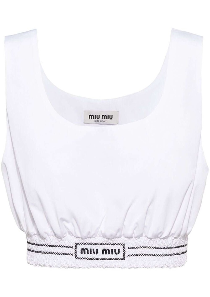 Miu Miu logo-embroidered crop top