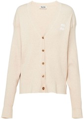 Miu Miu embroidered-logo V-neck cardigan