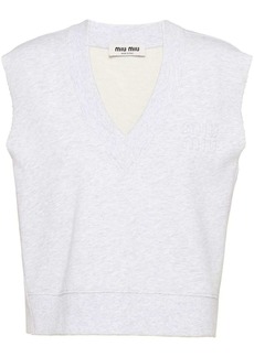 Miu Miu embroidered-logo V-neck sleeveless sweatshirt