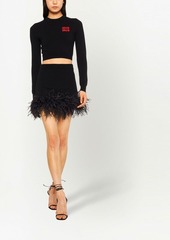 Miu Miu feather-trim cashmere-blend mini skirt